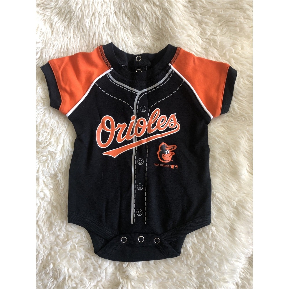 Baltimore Orioles Baseball Baby Romper Bodysuit 3-6 Months Orange Black Jersey
